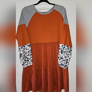 Orange Fall Cute Dress L